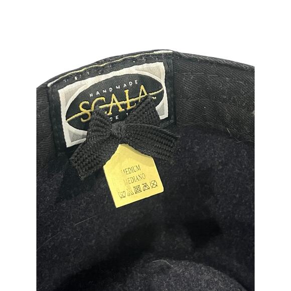 SCALA 100% Wool Felt Western Hat Medium Gray Leather Band Metal Logo